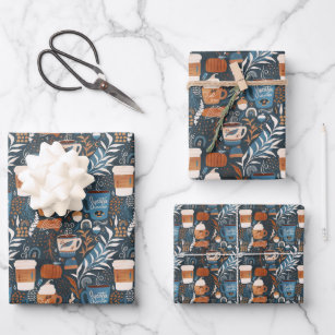 Rustic Boho Latte Fall Wrapping Paper Sheets