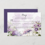 Rustic Boho Lavender Purple Floral Wedding  RSVP Card
