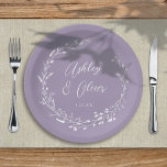 Rustic Boho Lavender Wildflower Botanical Wedding Paper Plates<br><div class="desc">This elegant wedding paper plate features a beautiful lavender purple background with hand-drawn wildflower wreath and elegant typography in white. It's a perfect design for a rustic yet elegant wedding and coordinates with our Rustic Wildflowers collection... See the collection for more items!</div>