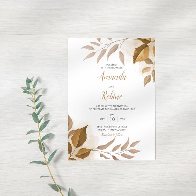 Rustic Boho Leaves Wedding Invitation (Creator Uploaded)