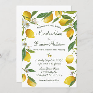 Rustic Boho Lemon Summer Wedding Invitation