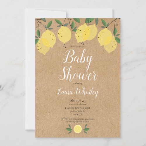 Rustic Boho Lemons Baby Shower Invitation