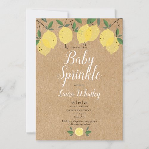 Rustic Boho Lemons Baby Sprinkle Invitation