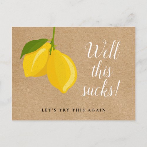 Rustic Boho Lemons Change the Date Postponed Postcard