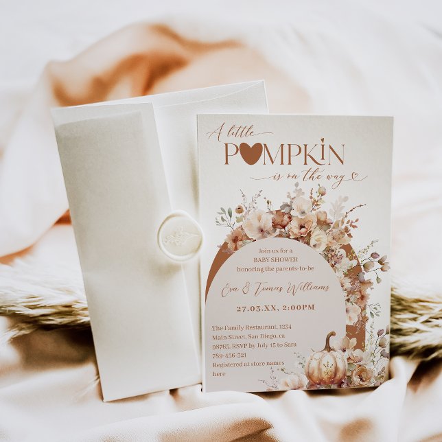 Rustic Boho Little Pumpkin Fall Baby Shower Invitation (Creator Uploaded)