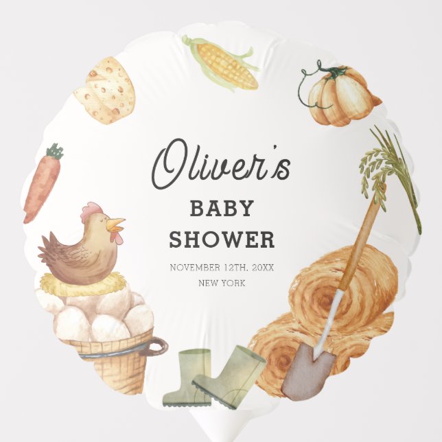 Rustic Boho Locally Grown Farm Chicken Baby Shower Balloon (Front)