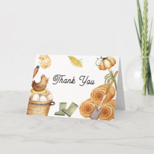Rustic Boho Locally Grown Farm Chicken Baby Shower Letterpress Thank You Card