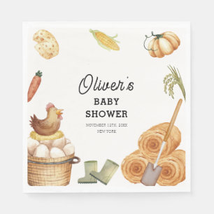 Rustic Boho Locally Grown Farm Chicken Baby Shower Napkins