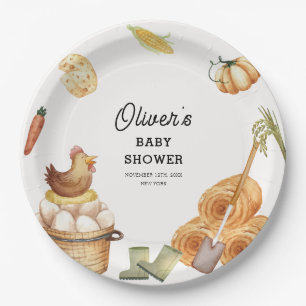Rustic Boho Locally Grown Farm Chicken Baby Shower Paper Plates