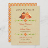 Rustic Boho Lovebird Owl Couple Wedding Save The Date (Front/Back)