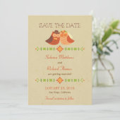 Rustic Boho Lovebird Owl Couple Wedding Save The Date (Standing Front)