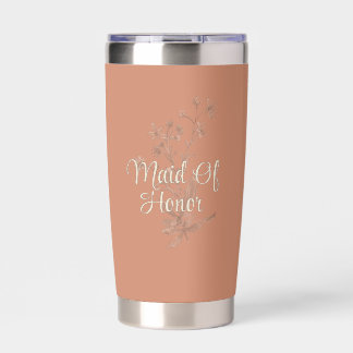 Rustic Boho Maid Of Honor Personalize Water Bottle Insulated Tumbler
