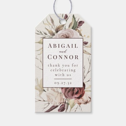 Rustic Boho Marsala Cream Floral Gift Tags