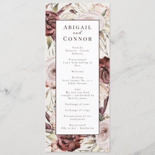 Rustic Boho Marsala Cream Floral Program