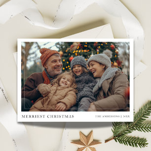 Rustic Boho Merriest Christmas Family Fun Photo Holiday Card