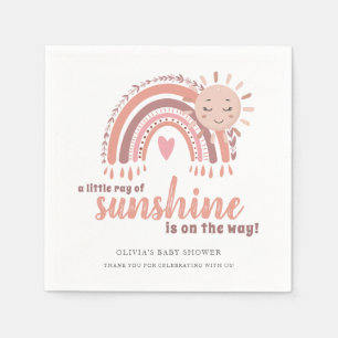 Rustic Boho Minimalist Pink Baby Shower Napkins