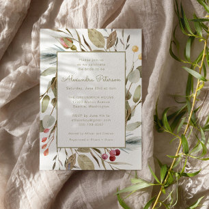 Rustic Boho Nature Foliage Leaves Bridal Shower Invitation