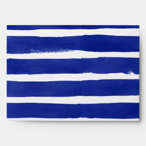 Rustic Boho Navy Blue Watercolor Stripes Texture Envelope