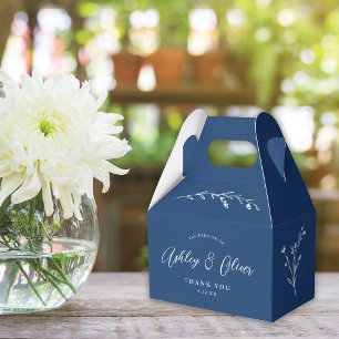 Rustic Boho Navy Blue Wildflower Wedding Favor Boxes