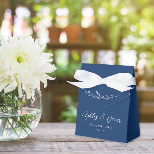 Rustic Boho Navy Blue Wildflower Wedding Favor Boxes