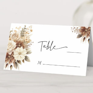Rustic Boho Neutral Floral Wedding Table Place Card