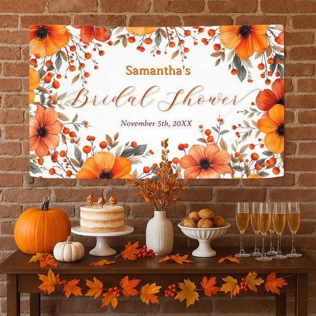Rustic Boho Orange Bloom Berry Frame Bridal Shower Banner (Creator Uploaded)