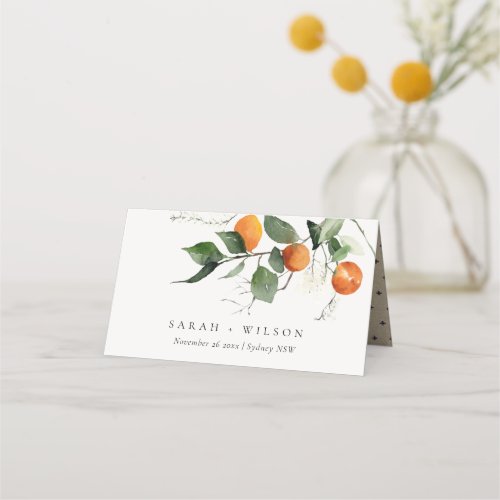 Rustic Boho Orange Blossom Botanical Wedding Place Card