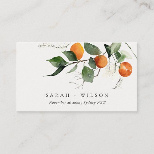 Rustic Boho Orange Blossom Botanical Wedding Place Card