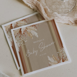 Rustic Boho Pampas Grass Baby Shower Napkins