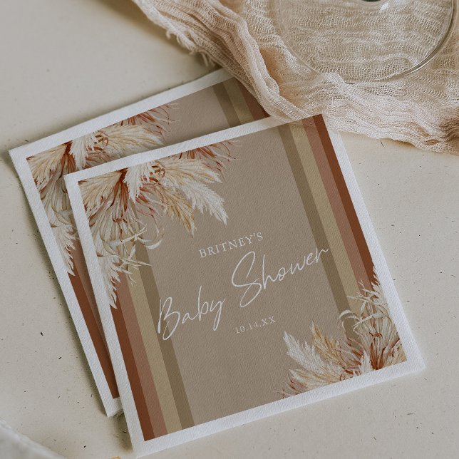 Rustic Boho Pampas Grass Baby Shower Napkins (Creator Uploaded)