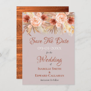 Rustic Boho Pampas Grass & Copper Wedding Save The Date