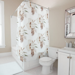 Rustic Boho Pampas Grass Floral Botanical Shower Curtain