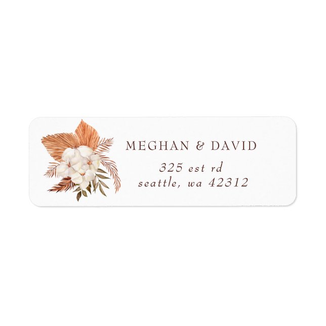 Rustic Boho Pampas Grass Floral Desert Wedding Label (Front)