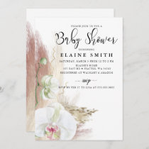 Rustic Boho Pampas Grass Orchid Baby Shower  Invitation