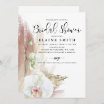 Rustic Boho Pampas Grass Orchid Bridal Shower Invitation
