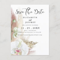 Rustic Boho Pampas Grass Orchid Save the Date  Announcement Postcard