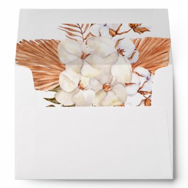 Rustic Boho Pampas Grass Orchids Cotton Wedding Envelope