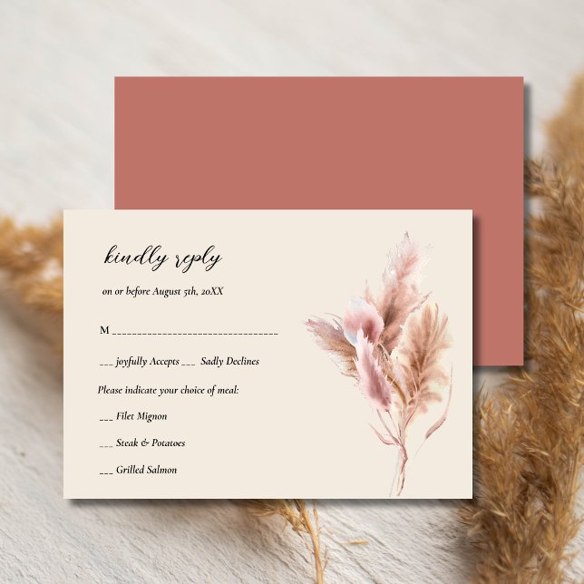 Rustic Boho Pampas Grass RSVP Card (Creator Uploaded)