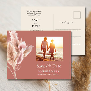Rustic Boho Pampas Grass Save The Date Photo Postcard