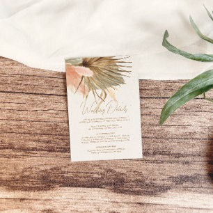 Rustic Boho Pampas Grass Wedding Details Enclosure Card