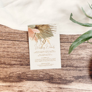 Rustic Boho Pampas Grass Wedding Details Enclosure Card