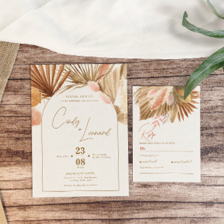 Rustic Boho Pampas Grass Wedding Invitation