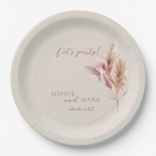 Rustic Boho Pampas Grass Wedding  Paper Plates