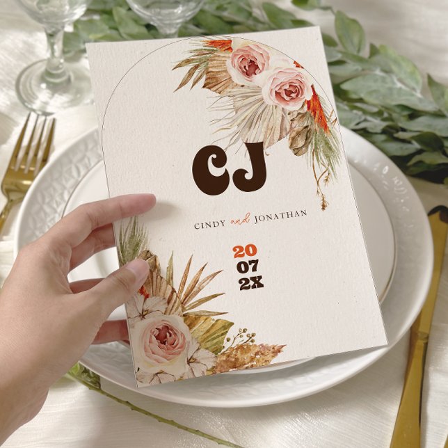 Rustic Boho Pampas Grass Wedding Save The Date (Creator Uploaded)