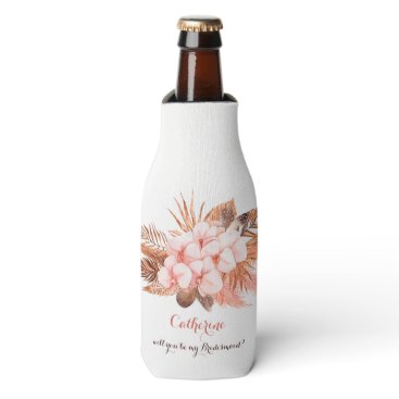 Rustic Boho Pampas Grass Will You Be My Bridesmaid Bottle Cooler