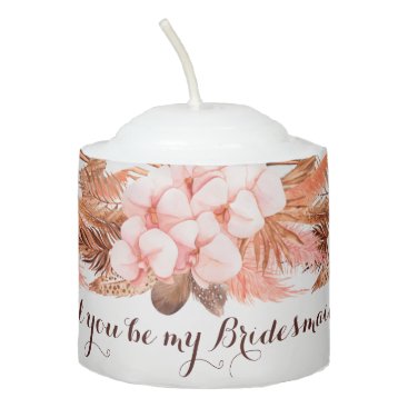 Rustic Boho Pampas Grass Will You Be My Bridesmaid Votive Candle