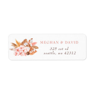 Rustic Boho Pampas Orchids Cotton Blush Wedding Label
