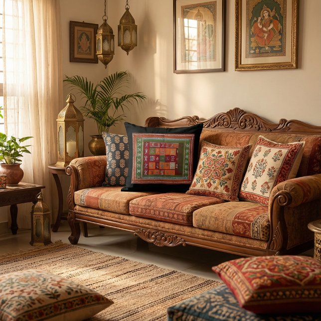 Rustic Boho Pattern Geometrical floral Throw Pillow (Creator Uploaded)