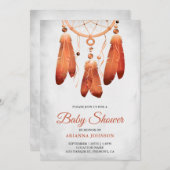 Rustic Boho Peach Dream Catcher Baby Shower Invitation (Front/Back)