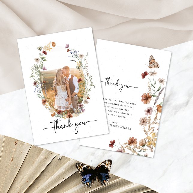 Rustic Boho Photo Thank You Card (Rustic Boho Photo Thank You Card with Butterfly by Painted Paperie
)